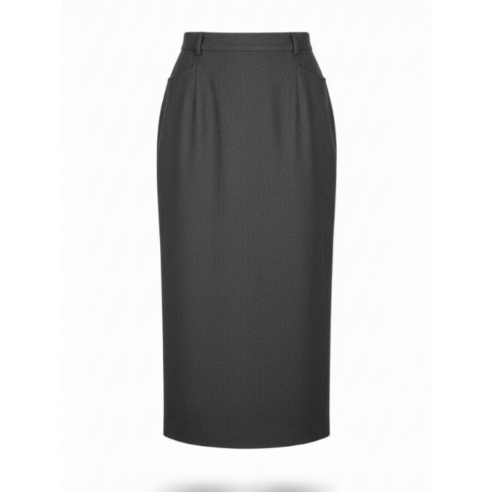 Embassy Row Petites Dark Gray Wool Pencil Skirt with Pockets - Size 12P